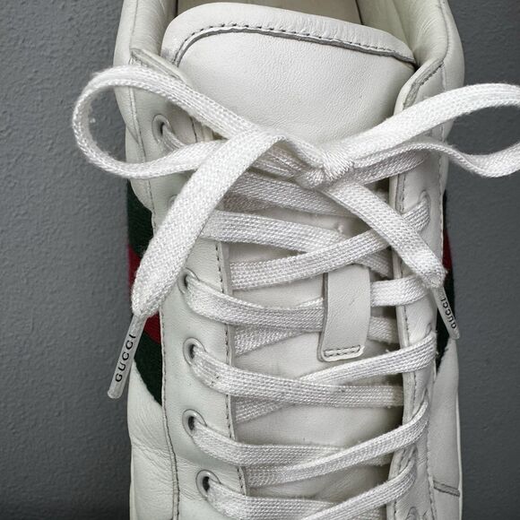 Gucci Ace White Leather Low Top Sneakers Green Red Web Croc Heel Size 11 US 12 main image 13